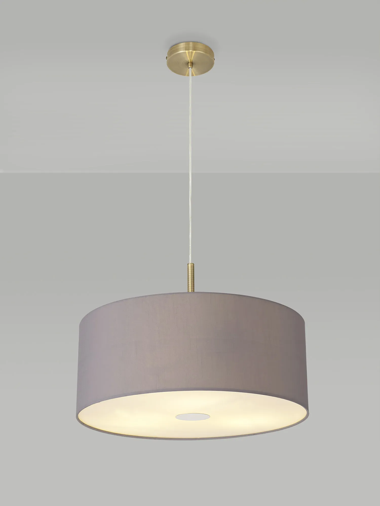 Baymont 50cm 3 Light Pendant Antique Brass, Grey, Frosted Diffuser DK0410  Deco Baymont AB GR